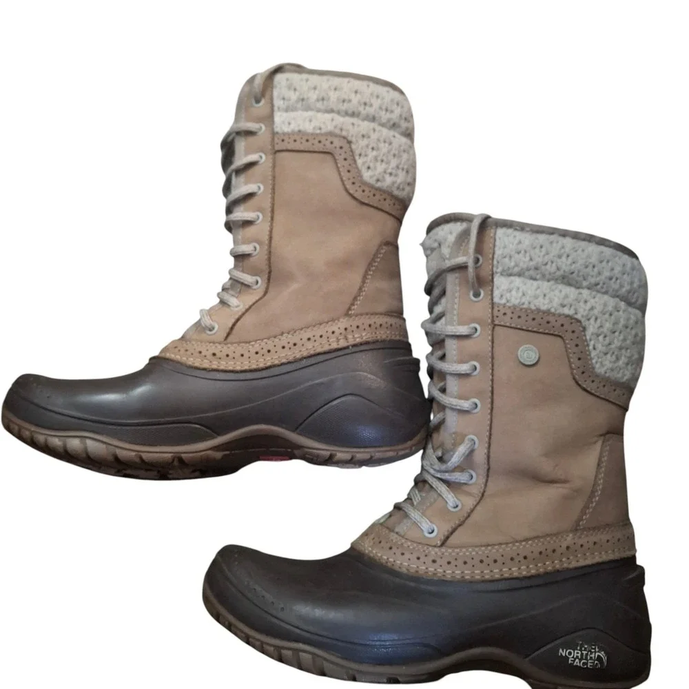 The North Face Shellista Lace Boots Women's 7.5 Brown Tan Winter Snow Faux Fur